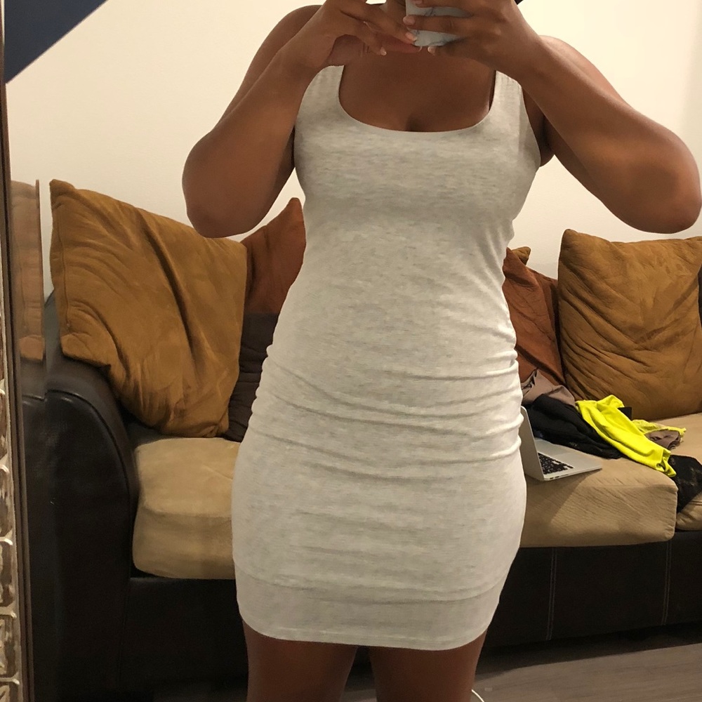 Grey cotton fitted dress